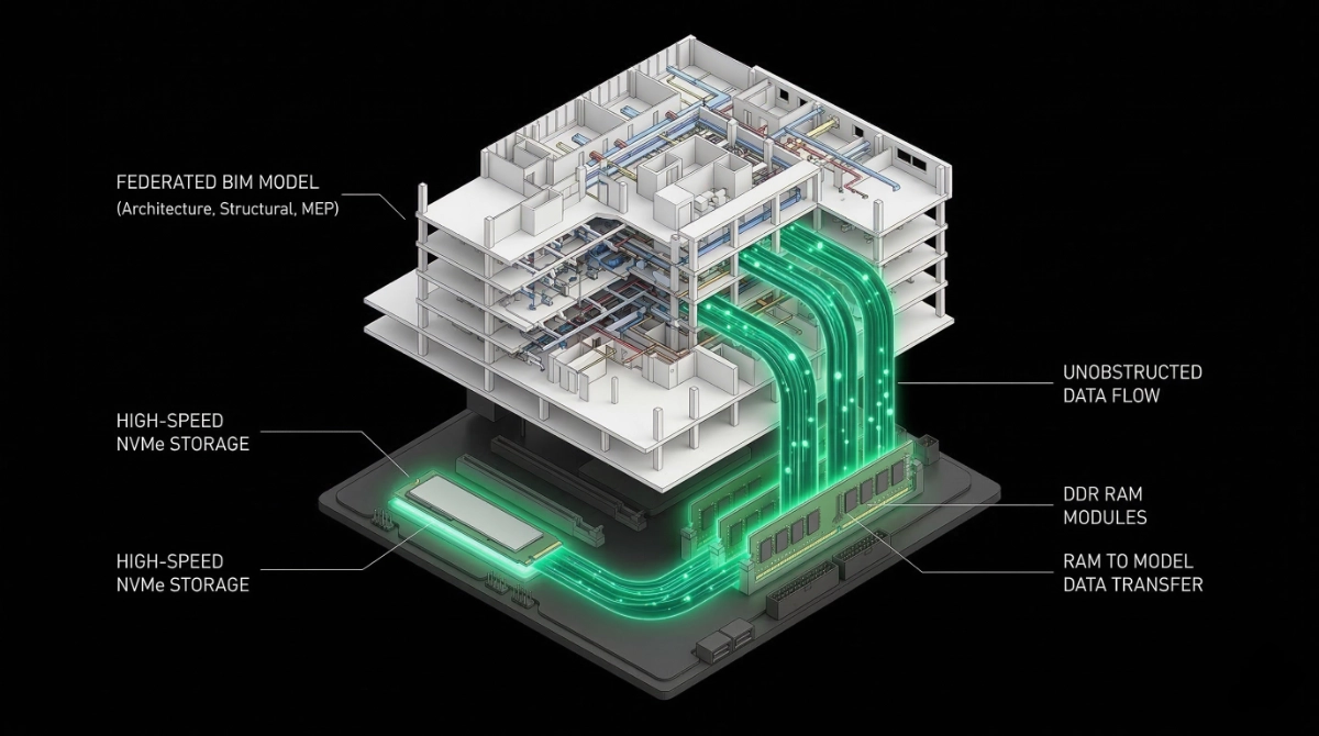 Análisis del flujo de datos y cuellos de botella entre componentes de almacenamiento y memoria
