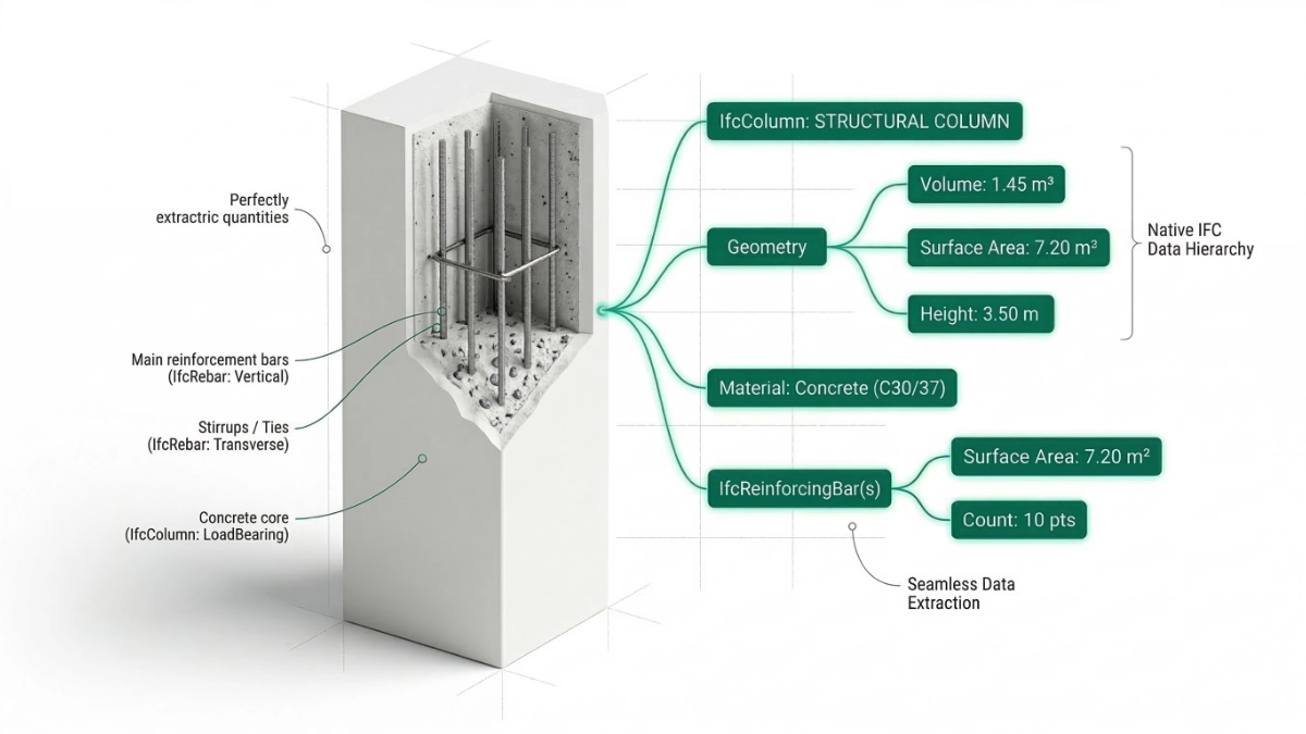 Estructura de extracción nativa de cantidades paramétricas mediante el estándar IFC