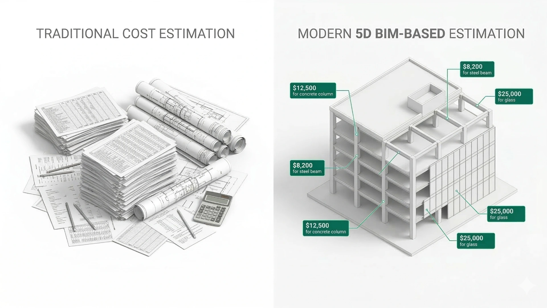 Estimación de costos tradicional vs. integración BIM 5D